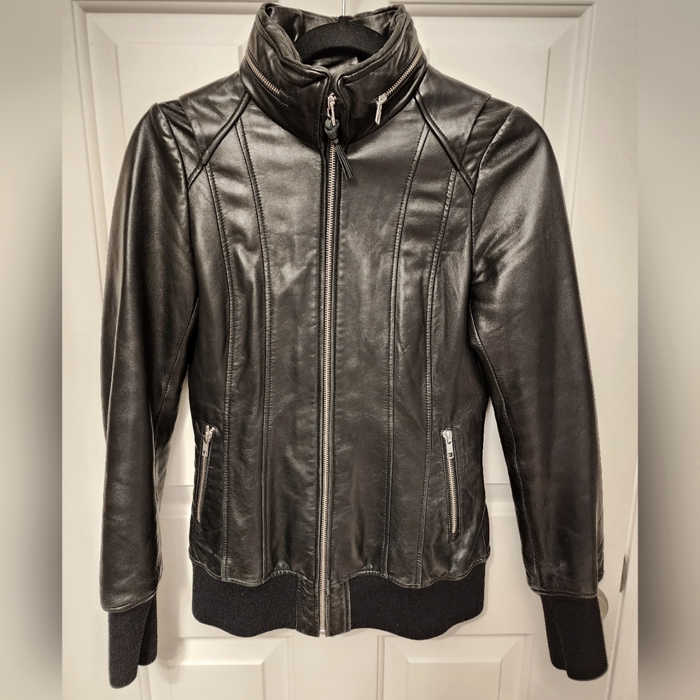 Mackage Leather Jacket, size XS, black